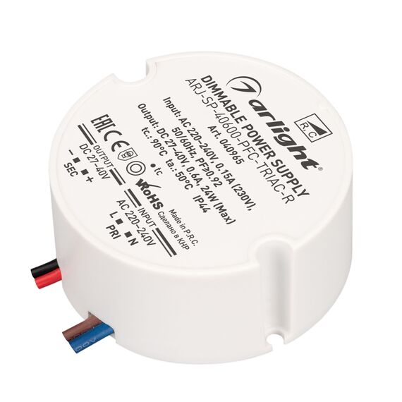 Arlight 040965 Блок питания ARJ-SP-40600-PFC-TRIAC-R (24W, 27-40V, 600mA) (Arlight, IP44 Пластик, 5 лет) - ! УПАКОВКА СОСТОИТ ИЗ - 1 шт, изображение 2