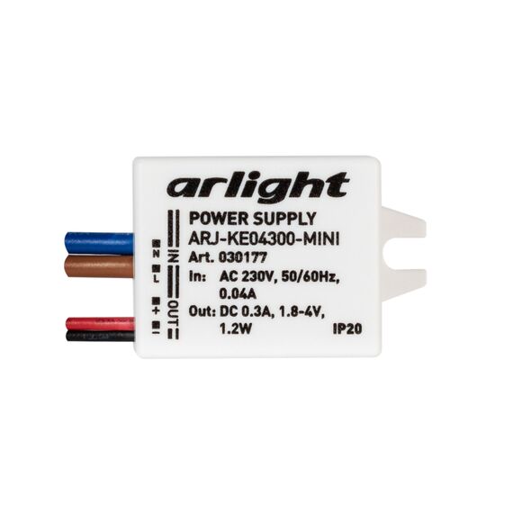 Arlight 030177 Блок питания ARJ-KE04300-MINI (1.2W, 300mA) (Arlight, IP20 Пластик, 5 лет) - ! УПАКОВКА СОСТОИТ ИЗ - 1 шт, изображение 4