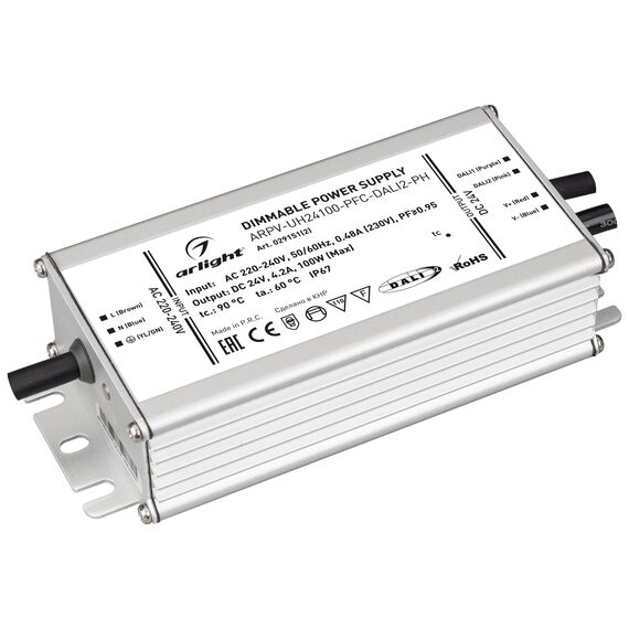 Arlight 029151(2) Блок питания ARPV-UH24100-PFC-DALI2-PH (24V, 4.2A, 100W) (Arlight, IP67 Металл, 7 лет) - ! УПАКОВКА СОСТОИТ ИЗ - 1 шт, изображение 2