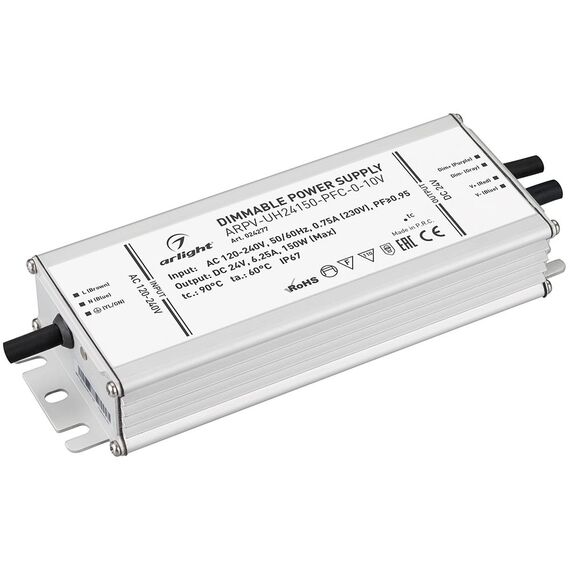 Arlight 024277 Блок питания ARPV-UH24150-PFC-0-10V (24V, 6.3A, 150W) (Arlight, IP67 Металл, 7 лет) - ! УПАКОВКА СОСТОИТ ИЗ - 1 шт, изображение 2