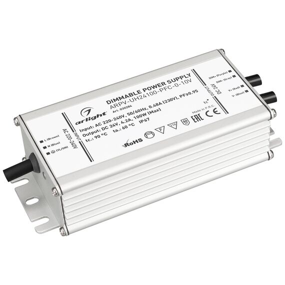 Arlight 030284 Блок питания ARPV-UH24100-PFC-0-10V (24V, 4.2A, 100W) (Arlight, IP67 Металл, 7 лет) - ! УПАКОВКА СОСТОИТ ИЗ - 1 шт, изображение 2