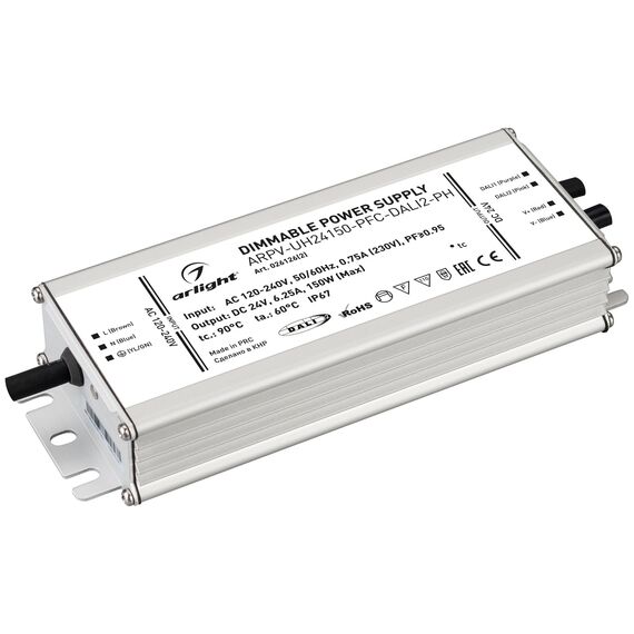 Arlight 026126(2) Блок питания ARPV-UH24150-PFC-DALI2-PH (24V, 6.3A, 150W) (Arlight, IP67 Металл, 7 лет) - ! УПАКОВКА СОСТОИТ ИЗ - 1 шт, изображение 2