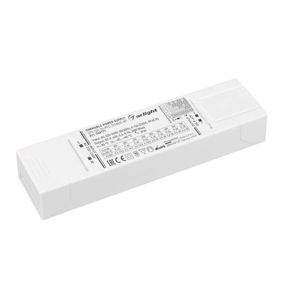 Arlight 046171 Блок питания SPV-SP-20-PFC-ZIGBEE-RF (20W, 9-42V, 0.3-0.7A, 2.4GHz) (Arlight, IP20 Пластик, 5 лет) - ! УПАКОВКА СОСТОИТ ИЗ - 1 шт