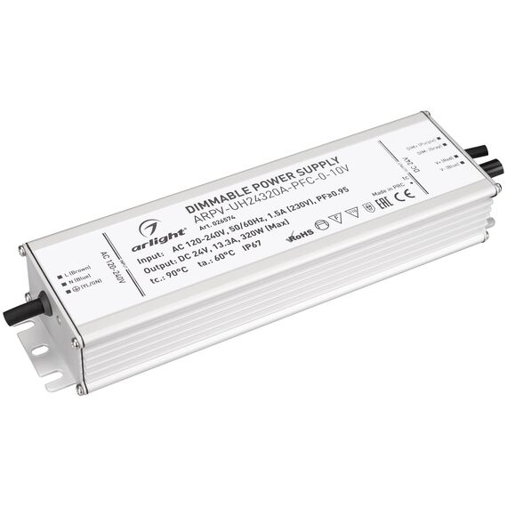 Arlight 026574 Блок питания ARPV-UH24320A-PFC-0-10V (24V, 13.3A, 320W) (Arlight, IP67 Металл, 7 лет) - ! УПАКОВКА СОСТОИТ ИЗ - 1 шт, изображение 2