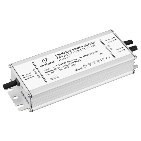 Arlight 024143(1) Блок питания ARPV-UH24240-PFC-0-10V (24V, 10.0A, 240W) (Arlight, IP67 Металл, 7 лет) - ! УПАКОВКА СОСТОИТ ИЗ - 1 шт, изображение 2