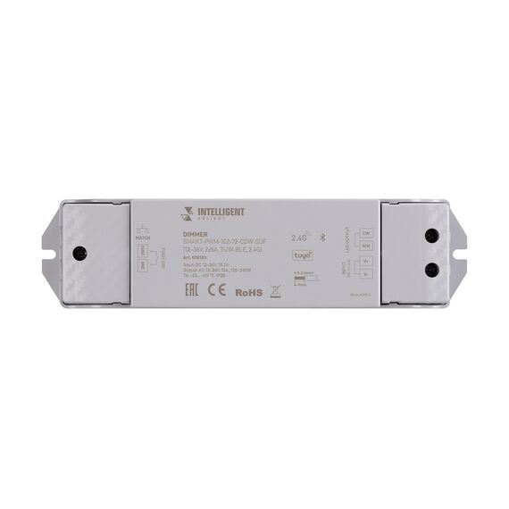 Arlight 038183 INTELLIGENT ARLIGHT Диммер SMART-PWM-102-72-CDW-SUF (12-36V, 2x5A, TUYA BLE, 2.4G) (IARL, IP20 Пластик, 5 лет) - ! УПАКОВКА СОСТОИТ ИЗ - 1 шт, изображение 3