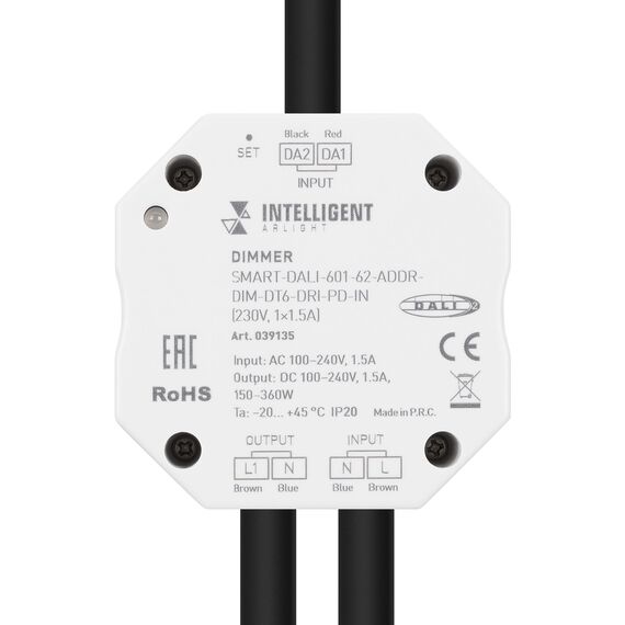 Arlight 039135 INTELLIGENT ARLIGHT Диммер SMART-DALI-601-62-ADDR-DIM-DT6-DRI-PD-IN (230V, 1x1.5A) (IARL, IP20 Пластик, 5 лет) - ! УПАКОВКА СОСТОИТ ИЗ - 1 шт, изображение 3