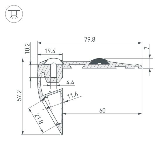 Arlight 023866 Профиль STEP-FRONT-2000 ANOD (Arlight, Алюминий) - ! УПАКОВКА СОСТОИТ ИЗ - 2 м/п, изображение 5