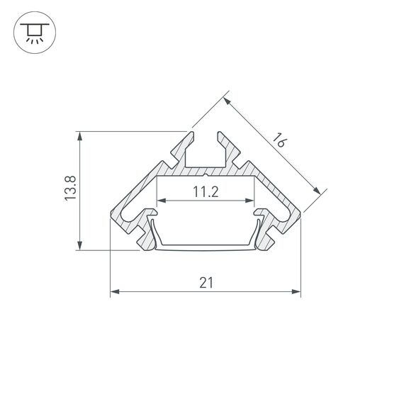 Arlight 023862 Профиль PDS45-LITE-2000 ANOD (Arlight, Алюминий) - ! УПАКОВКА СОСТОИТ ИЗ - 2 м/п, изображение 5