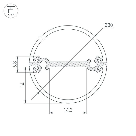 Arlight 029114 Профиль ROUND-D30-DUAL-2000 ANOD (Arlight, Алюминий) - ! УПАКОВКА СОСТОИТ ИЗ - 2 м/п, изображение 5