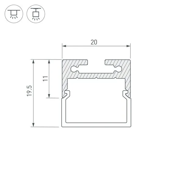 Arlight 025870 Профиль с экраном SL-LINE-2011M-2500 ANOD+OPAL SQUARE (Arlight, Алюминий) - ! УПАКОВКА СОСТОИТ ИЗ - 1 компл, изображение 6