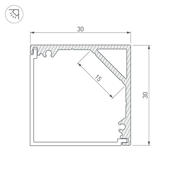 Arlight 019333 Профиль SL-KANT-H30-2000 ANOD (Arlight, Алюминий) - ! УПАКОВКА СОСТОИТ ИЗ - 2 м/п, изображение 8