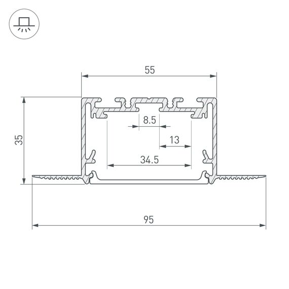Arlight 029507 Профиль SL-LINIA55-FANTOM-2500 SEAMLESS ANOD (Arlight, Алюминий) - ! УПАКОВКА СОСТОИТ ИЗ - 1 шт, изображение 5