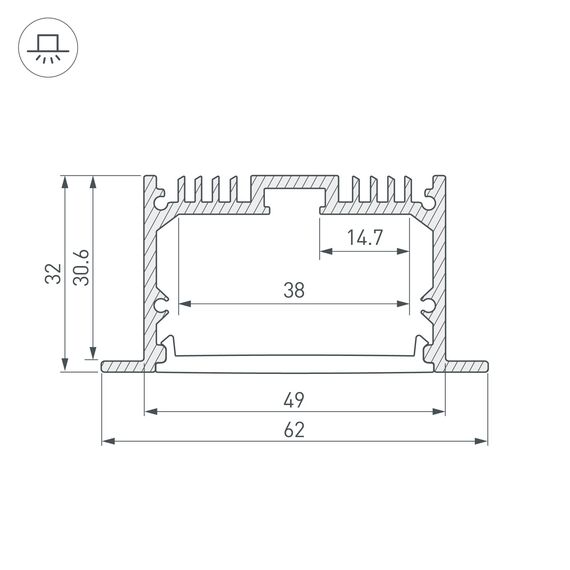 Arlight 021374 Профиль с экраном SL-LINIA62-F-2500 WHITE+OPAL (Arlight, Алюминий) - ! УПАКОВКА СОСТОИТ ИЗ - 1 компл, изображение 7