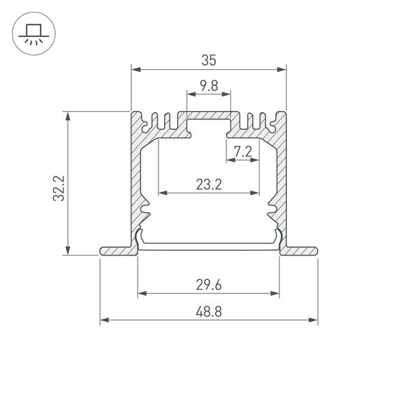 Arlight 020469 Профиль с экраном SL-LINIA49-F-2500 ANOD+OPAL (Arlight, Алюминий) - ! УПАКОВКА СОСТОИТ ИЗ - 1 компл, изображение 8