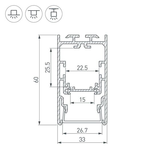 Arlight 021171 Профиль с экраном S2-LINE-3360-2500 ANOD+OPAL (Arlight, Алюминий) - ! УПАКОВКА СОСТОИТ ИЗ - 1 компл, изображение 7