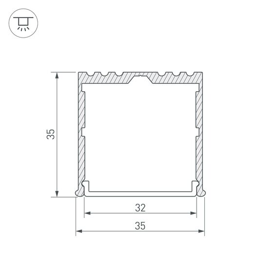 Arlight 036136 Профиль ARH-POWER-W35-3000 ANOD (Arlight, Алюминий) - ! УПАКОВКА СОСТОИТ ИЗ - 3 м/п, изображение 6