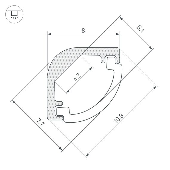 Arlight 036323 Профиль ARH-KANT-H8-2000 ANOD (Arlight, Алюминий) - ! УПАКОВКА СОСТОИТ ИЗ - 2 м/п, изображение 5
