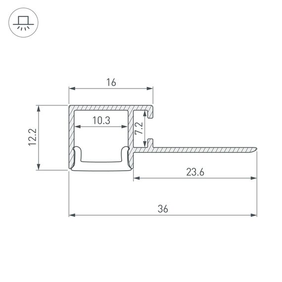 Arlight 040329 Профиль FANTOM-W12-EDGE-2000 ANOD (Arlight, Алюминий) - ! УПАКОВКА СОСТОИТ ИЗ - 2 м/п, изображение 5