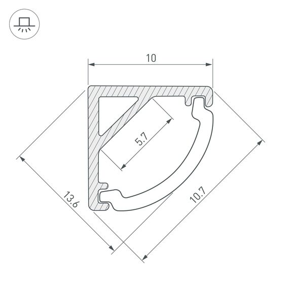 Arlight 036321 Профиль ARH-KANT-H10-2000 ANOD (Arlight, Алюминий) - ! УПАКОВКА СОСТОИТ ИЗ - 2 м/п, изображение 5