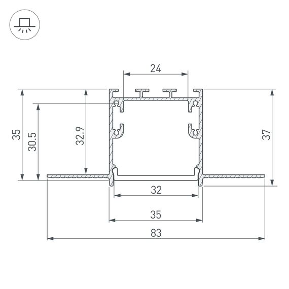 Arlight 027158 Профиль SL-LINIA32-FANTOM-2000 ANOD (Arlight, Алюминий) - ! УПАКОВКА СОСТОИТ ИЗ - 2 м/п, изображение 5
