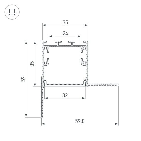 Arlight 027159 Профиль SL-LINIA32-FANTOM-EDGE-2000 ANOD (Arlight, Алюминий) - ! УПАКОВКА СОСТОИТ ИЗ - 2 м/п, изображение 5