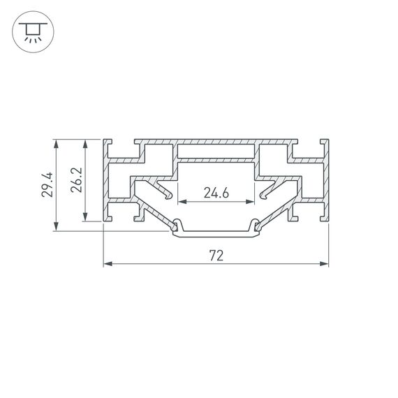Arlight 040060 Профиль STRETCH-25-CEIL-CENTER-2000 (Arlight, Алюминий) - ! УПАКОВКА СОСТОИТ ИЗ - 2 м/п, изображение 5