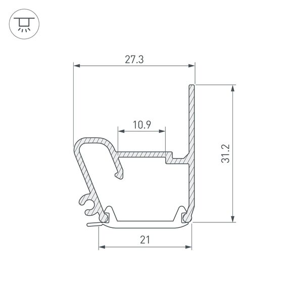 Arlight 040701 Профиль STRETCH-S-20-WALL-SIDE-2000 (RESPECT-ST) (Arlight, Алюминий) - ! УПАКОВКА СОСТОИТ ИЗ - 2 м/п, изображение 6