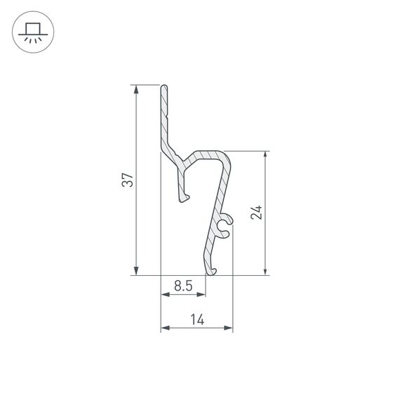 Arlight 041160 Профиль STRETCH-SHADOW-TECH-VENT-2000 BLACK (A2-DELTA) (Arlight, Алюминий) - ! УПАКОВКА СОСТОИТ ИЗ - 2 м/п, изображение 4