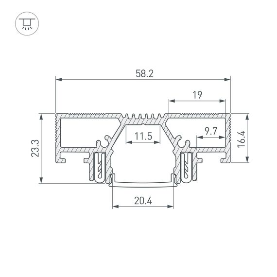 Arlight 042948 Профиль STRETCH-20-CEIL-D-CENTER-2000 WHITE (Arlight, Алюминий) - ! УПАКОВКА СОСТОИТ ИЗ - 2 м/п, изображение 5