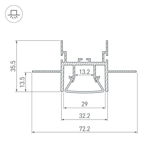Arlight 023863 Профиль FOLED-CEIL-CENTER-2000 (Arlight, Алюминий) - ! УПАКОВКА СОСТОИТ ИЗ - 2 м/п, изображение 5