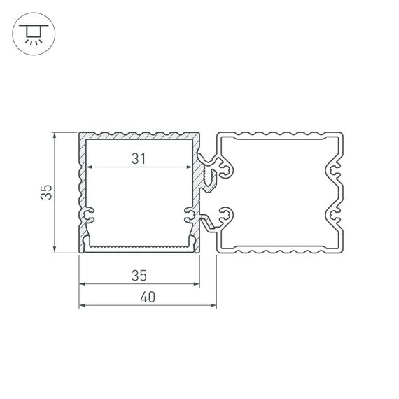 Arlight 021947 Профиль с экраном ALU-BASE-PW35S-2000 ANOD+FROST AG (Arlight, Металл) - ! УПАКОВКА СОСТОИТ ИЗ - 1 компл, изображение 8