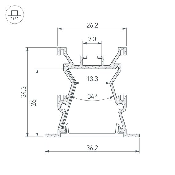 Arlight 027887 Профиль с экраном ALU-WIDE-FL-H35-2000 ANOD+FROST (Arlight, Алюминий) - ! УПАКОВКА СОСТОИТ ИЗ - 1 компл, изображение 7