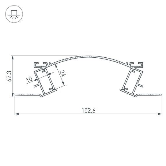 Arlight 029852 Профиль с экраном ALM-ARC-DOUBLE-2000 ANOD+FROST (Arlight, Алюминий) - ! УПАКОВКА СОСТОИТ ИЗ - 1 компл, изображение 6