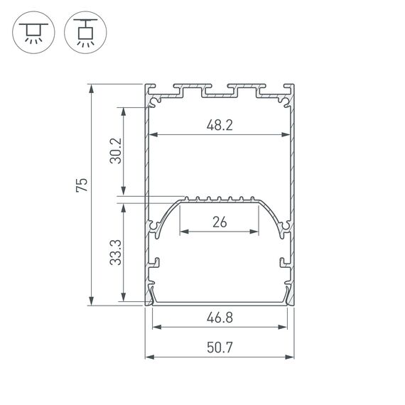 Arlight 041846 Профиль LINE-S-5075-3000 ANOD (Arlight, Алюминий) - ! УПАКОВКА СОСТОИТ ИЗ - 3 м/п, изображение 6