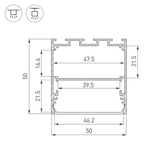 Arlight 041838 Профиль LINE-S-5050-3000 ANOD (Arlight, Алюминий) - ! УПАКОВКА СОСТОИТ ИЗ - 3 м/п, изображение 5