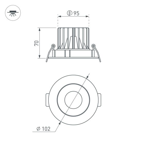 Arlight 037188(1) Светильник MS-FORECAST-BUILT-TURN-R102-12W Warm3000 (WH-WH, 32 deg, 230V) (Arlight, IP20 Металл, 5 лет) - ! УПАКОВКА СОСТОИТ ИЗ - 1 шт, изображение 8