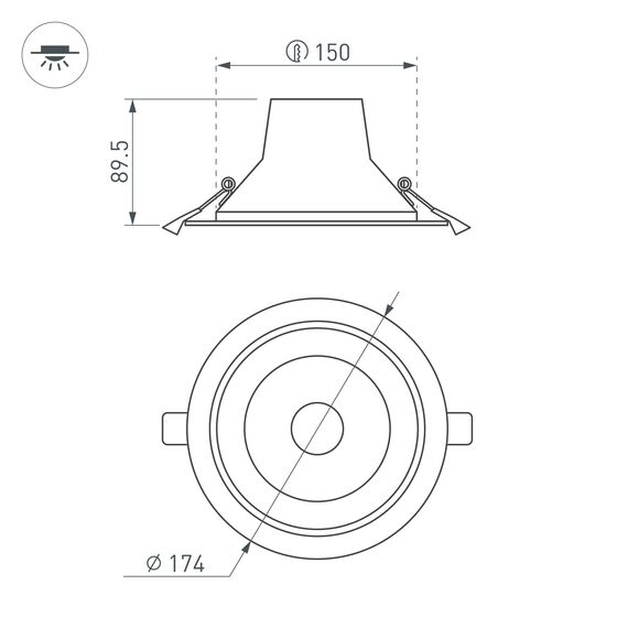 Arlight 025143(1) Светильник LTD-LEGEND-R175-20W Warm3000 (WH, 50 deg) (Arlight, IP20 Металл, 3 года) - ! УПАКОВКА СОСТОИТ ИЗ - 1 шт, изображение 10