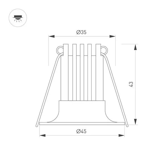 Arlight 044633 Светильник MS-FOGGY-BUILT-R45-5W Warm3000 (BK, 36 deg, 230V) (Arlight, IP54 Металл, 5 лет) 044633, изображение 13