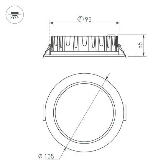 Arlight 039061 Светильник MS-MIST-BUILT-R105-9W Day4000 (WH, 110 deg, 230V) (Arlight, IP54 Металл, 5 лет) 039061, изображение 5