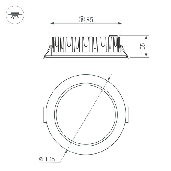 Arlight 041614 Светильник MS-MIST-BUILT-R105-9W Warm3000 (WH, 110 deg, 230V) (Arlight, IP54 Металл, 5 лет) 041614, изображение 6