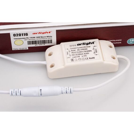 Arlight 020116 Светильник DL-192M-18W Warm White (Arlight, IP40 Металл, 3 года) - ! УПАКОВКА СОСТОИТ ИЗ - 1 шт, изображение 5