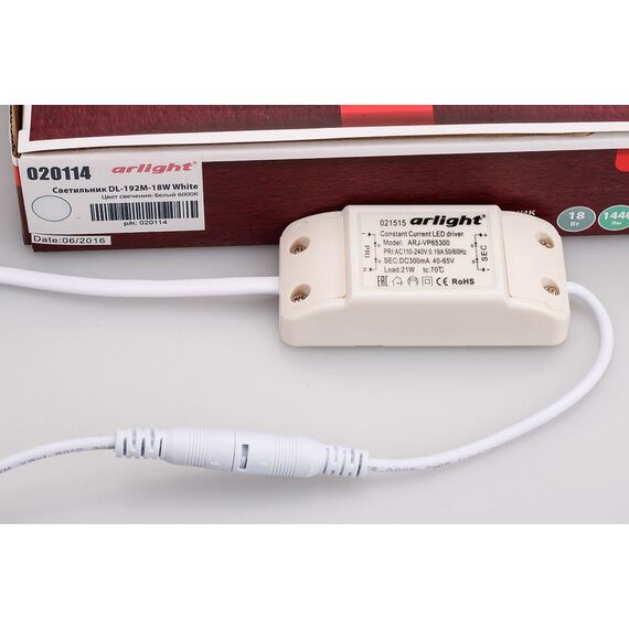 Arlight 020114 Светильник DL-192M-18W White (Arlight, IP40 Металл, 3 года) - ! УПАКОВКА СОСТОИТ ИЗ - 1 шт, изображение 4