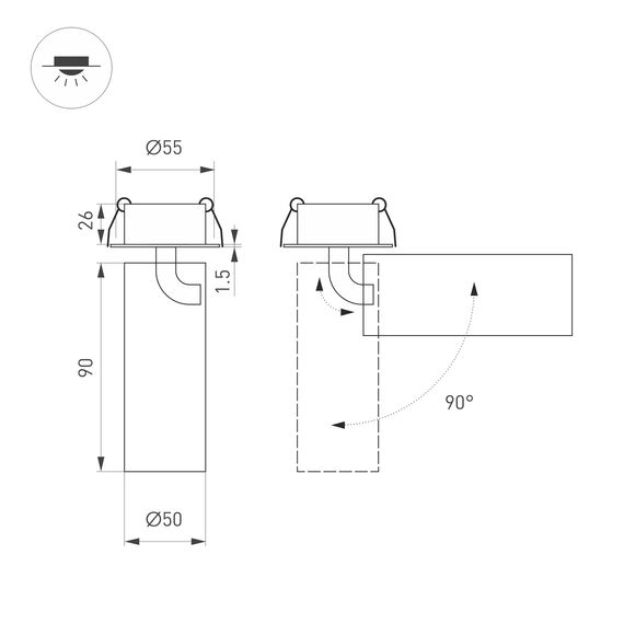 Arlight 052351 Светильник SP-GABI-BUILT-FLAP-R50-9W Day4000 (WH, 60 deg, 230V) (Arlight, IP40 Металл, 5 лет) - ! УПАКОВКА СОСТОИТ ИЗ - 1 шт, изображение 6