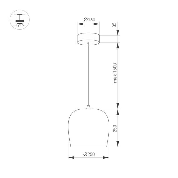 Arlight 039550 Светильник SP-PEONY-HANG-R250-15W Warm3000 (BK, 65 deg, 230V) (Arlight, IP20 Металл, 3 года) - ! УПАКОВКА СОСТОИТ ИЗ - 1 шт, изображение 7