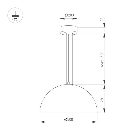 Arlight 039699 Светильник SP-RESTO-HANG-R500-30W Warm3000 (BK, 100 deg, 230V) (Arlight, IP20 Металл, 3 года) - ! УПАКОВКА СОСТОИТ ИЗ - 1 шт, изображение 8