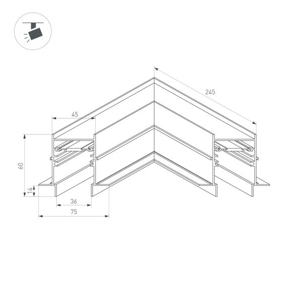 Arlight 034681 Коннектор угловой MAG-CON-4560-FDW-L90 (BK) (Arlight, IP20 Металл, 3 года) 034681, изображение 4