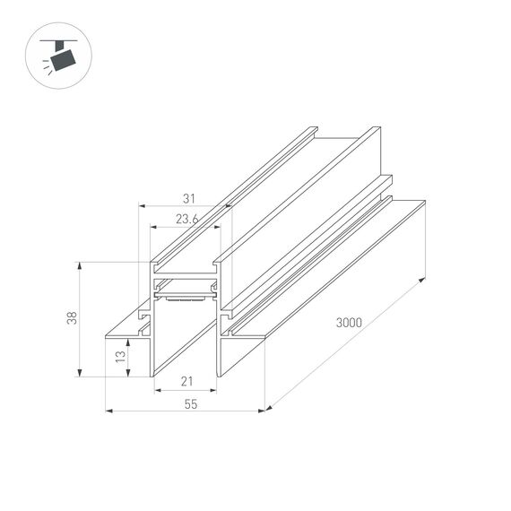 Arlight 033459 Трек встраиваемый MAG-TRACK-2538-FDW-3000 (BK) (Arlight, IP20 Металл, 3 года) 033459, изображение 10