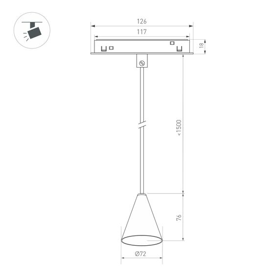 Arlight 037370 Светильник MAG-ORIENT-CONE-HANG-7W Warm3000 (BK, 40 deg, 48V) (Arlight, IP20 Металл, 3 года) 037370, изображение 6