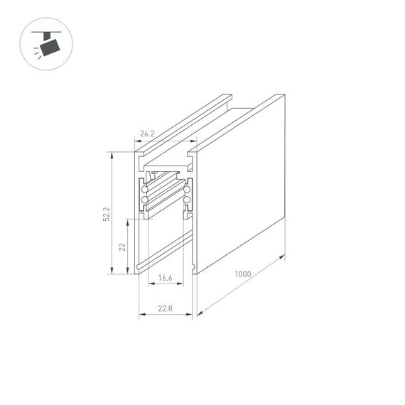 Arlight 034071 Трек MAG-ORIENT-TRACK-2652-1000 (BK) (Arlight, IP20 Металл, 3 года) 034071, изображение 3